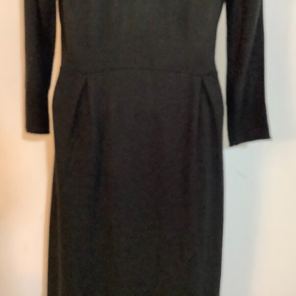 Black Sweater Feel Acrylic Dress Cowl Neck Long Sleeve Fitted Waist Sz Medium - Picture 7 of 11